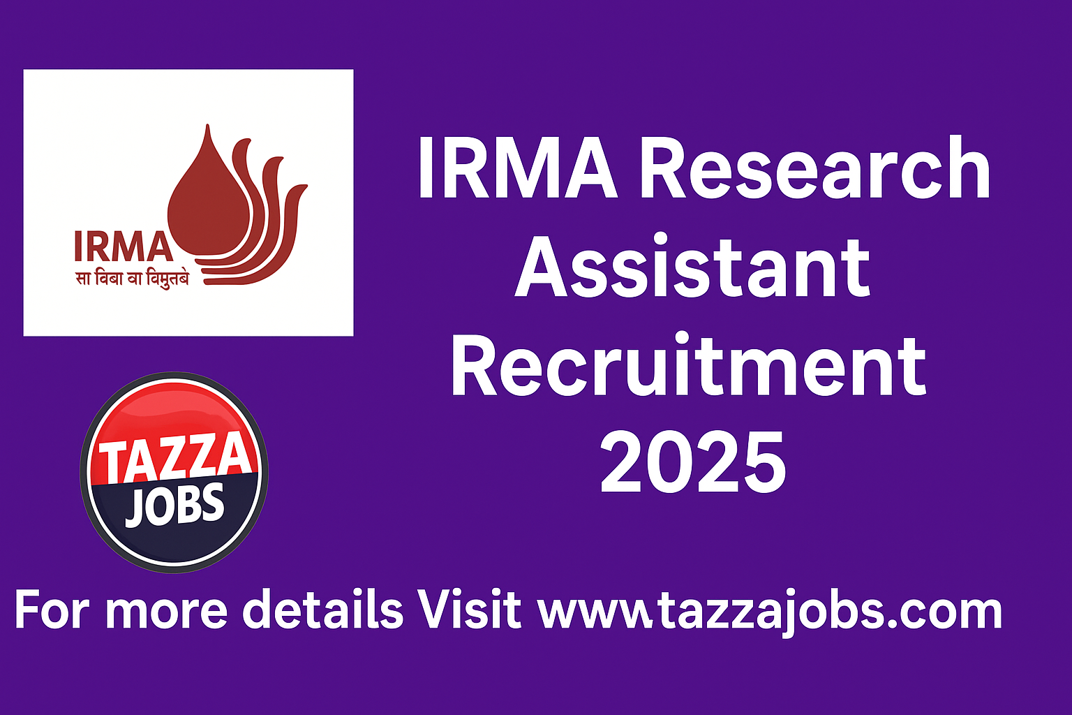Read more about the article IRMA Research Assistant Recruitment 2025 – Apply Online for Research Project Position