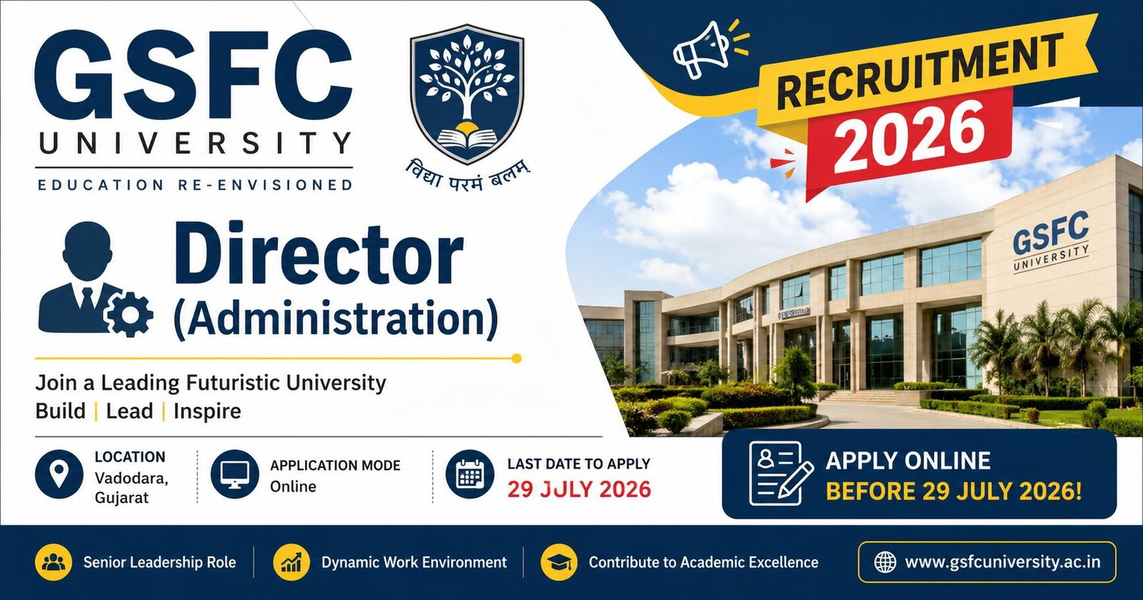 GSFC University Recruitment 2026 Apply Online for Director (Administration) Post