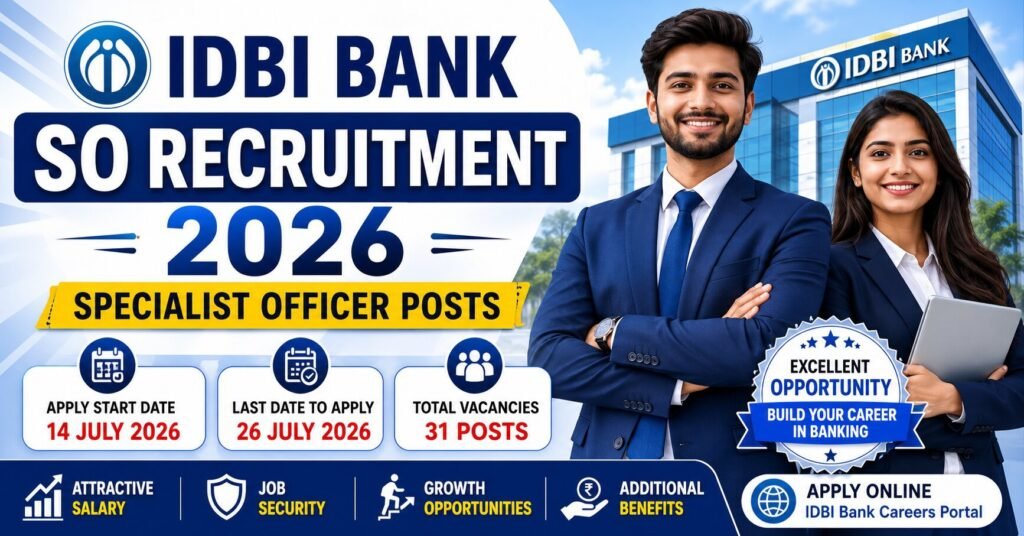 IDBI Bank SO Recruitment 2026 Apply Online for 31 Specialist Officer Posts