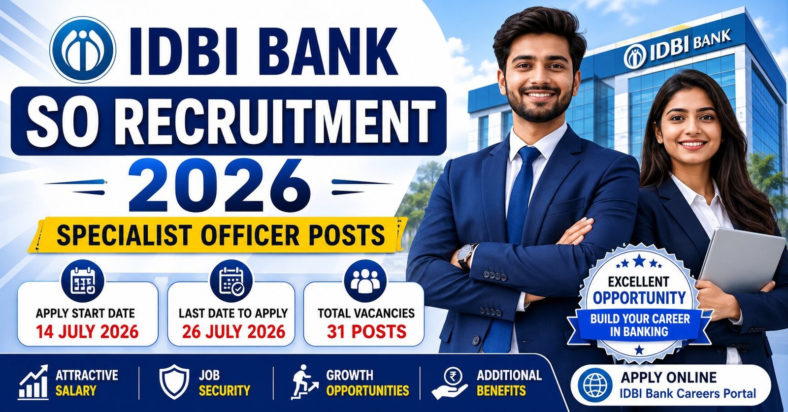 IDBI Bank SO Recruitment 2026: Apply Online for 31 Specialist Officer Posts