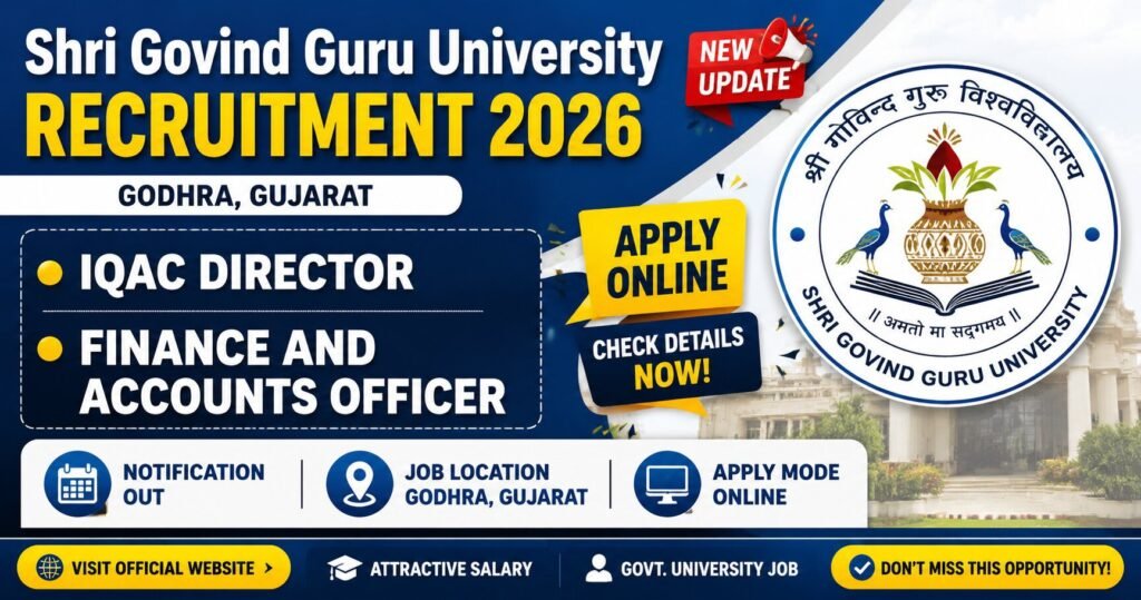 Shri Govind Guru University Recruitment 2026 featured image for IQAC Director and Finance and Accounts Officer Level-14 vacancies