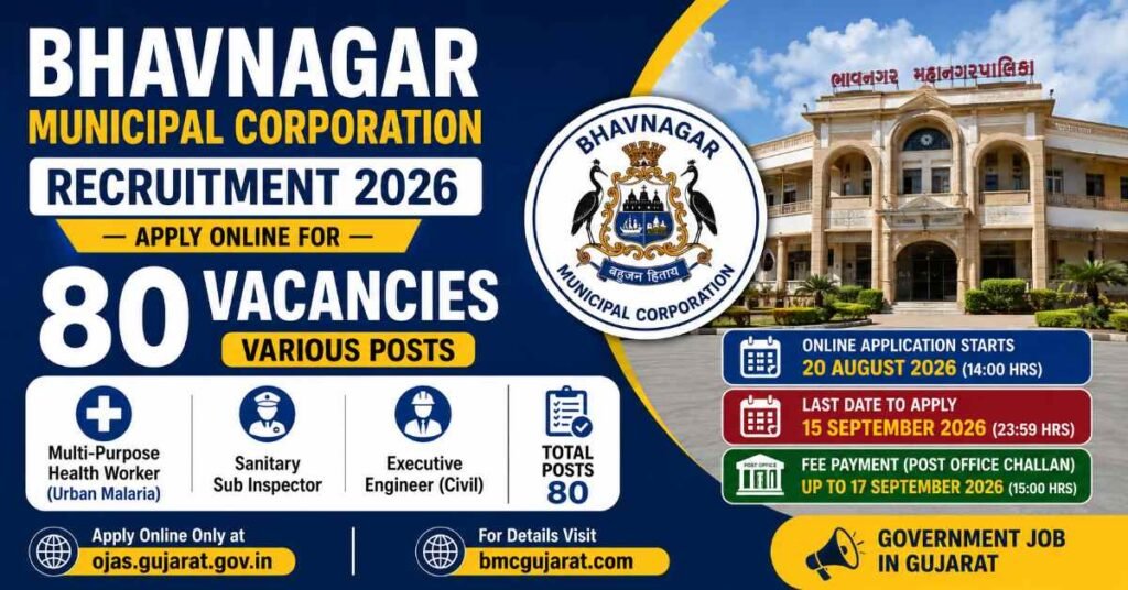 Bhavnagar Municipal Corporation Recruitment 2026 for 80 vacancies