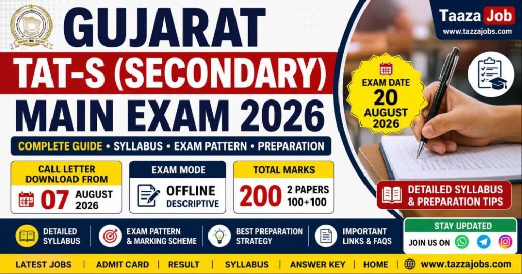 Gujarat TAT-S Main Exam 2026 Call Letter Download, Exam Date, Syllabus, Exam Pattern by SEB Gujarat