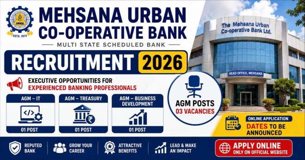 Mehsana Urban Co-operative Bank Recruitment 2026