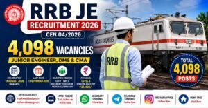 RRB JE Recruitment 2026 4098 Junior Engineer vacancies