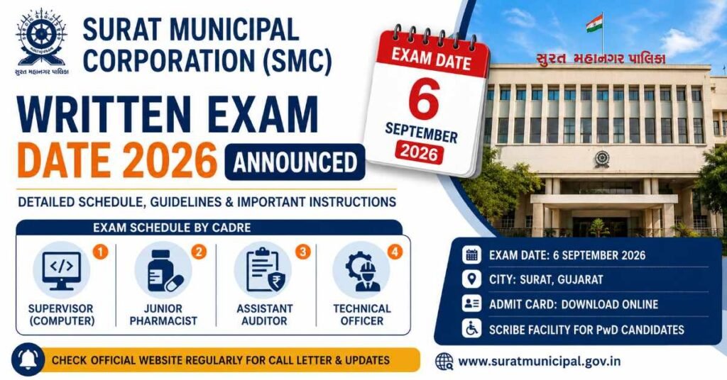 Surat Municipal Corporation (SMC) Written Exam Date 2026 announced for September 6, 2026
