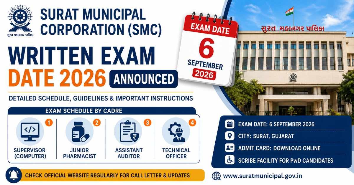 Surat Municipal Corporation (SMC) Written Exam Date 2026 Announced: Check September 6 Schedule